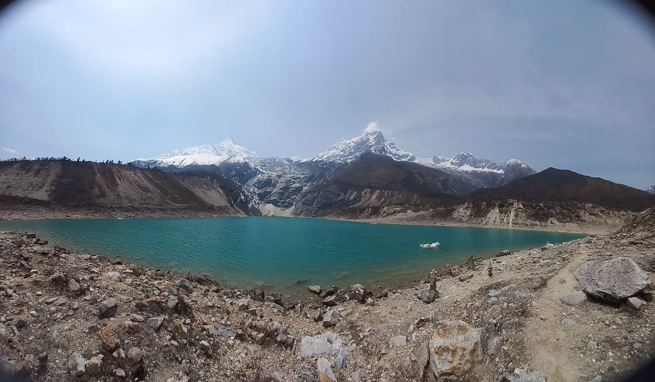 Lake on seen on manaslu circuit trek